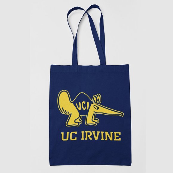 NEW UC Irvine Anteaters 1984 Mascot Logo Wordmark Canvas Medium Tote Bag NAVY - Picture 1 of 2